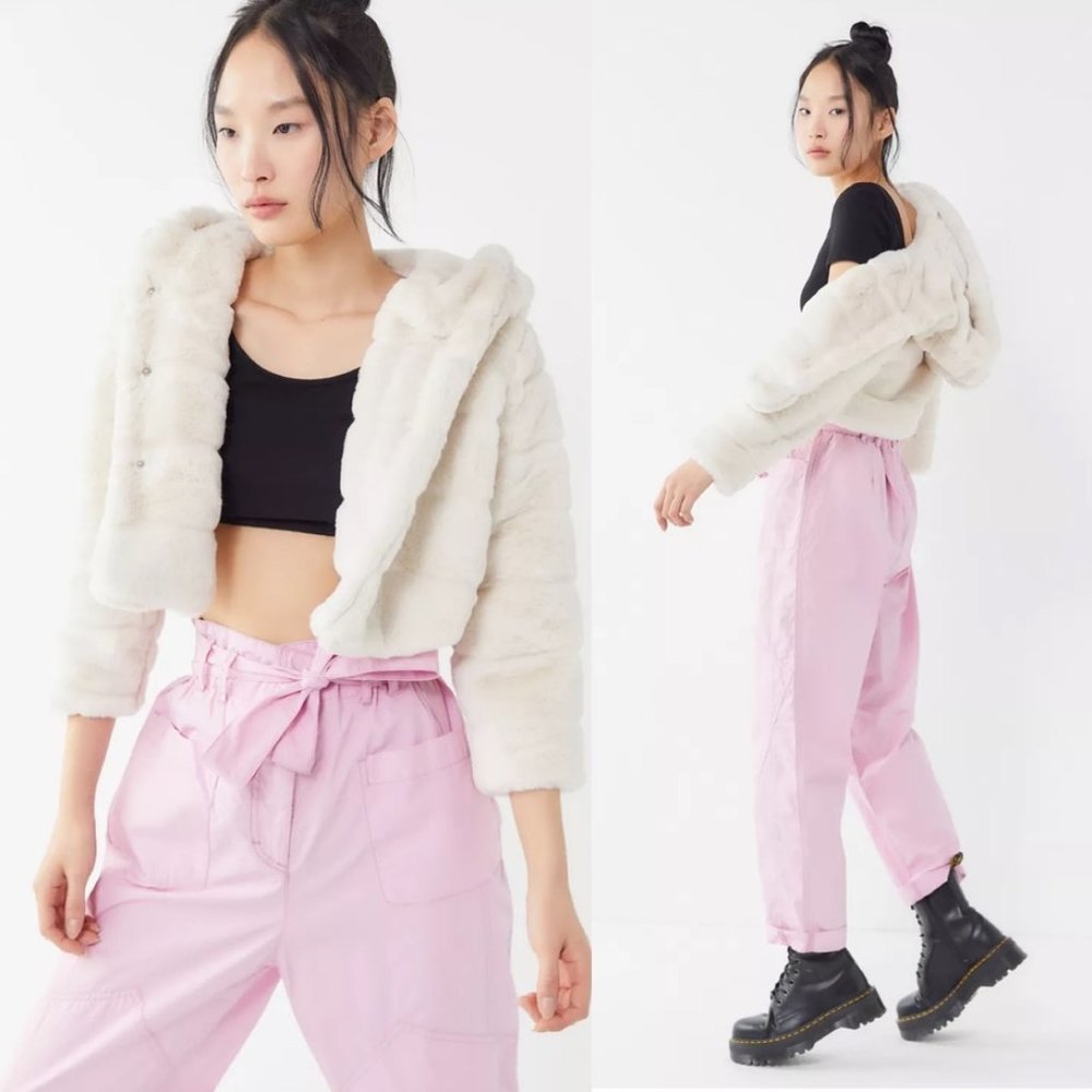Apparis Alexandra Faux Fur Hooded Cropped Coat